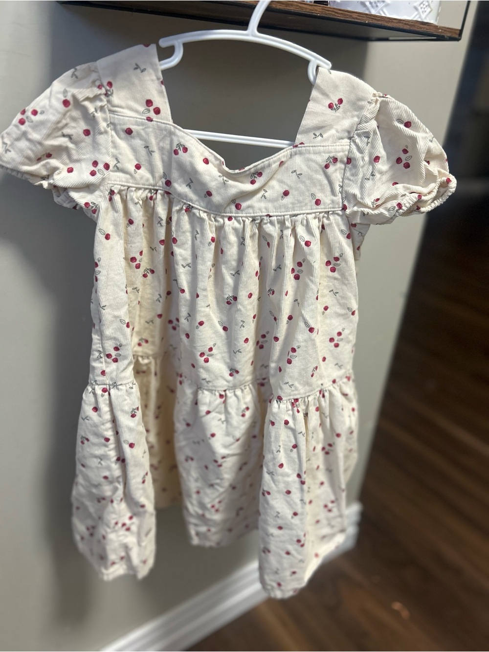 Girls' Cream Cherry Print Dress - size 5T